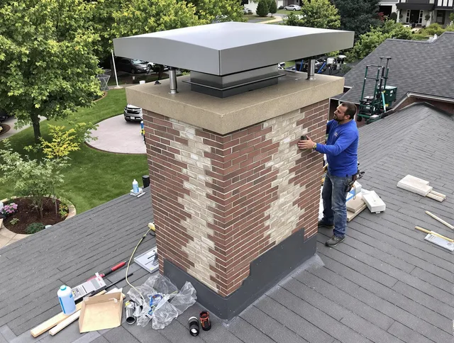 Streetsboro Chimney Sweep team working on a custom chimney remodel in Streetsboro, OH