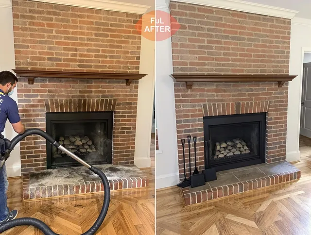 Streetsboro Chimney Sweep carefully sanitizing a fireplace in Streetsboro, OH