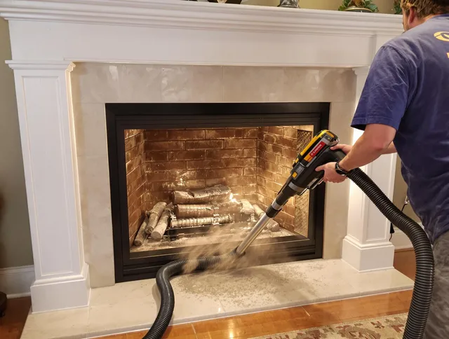Fireplace cleaning performed by Streetsboro Chimney Sweep in Streetsboro, OH
