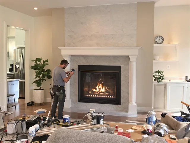Newly installed fireplace by Streetsboro Chimney Sweep in Streetsboro, OH